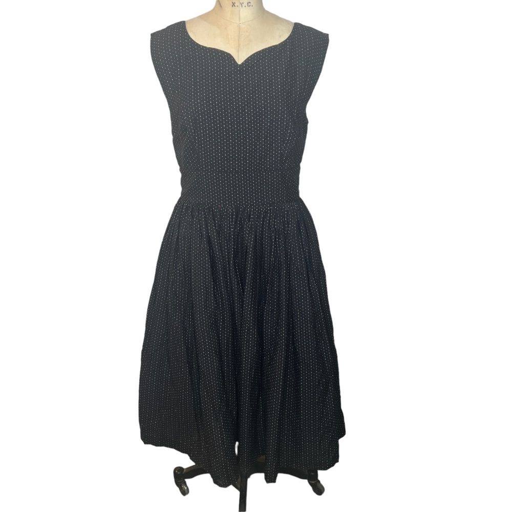 ModCloth black embroidered tea length dress
